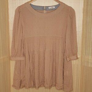 Ivy May Boho Taupe Blush Textured Oversized Top